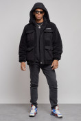 Купить Плюшевая куртка мужская с капюшоном молодежная черного цвета 88636Ch, фото 5