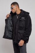 Купить Плюшевая куртка мужская с капюшоном молодежная черного цвета 88636Ch, фото 8