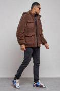Купить Плюшевая куртка мужская с капюшоном молодежная коричневого цвета 88636K, фото 3