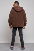 Купить Плюшевая куртка мужская с капюшоном молодежная коричневого цвета 88636K, фото 4