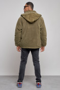 Купить Плюшевая куртка мужская с капюшоном молодежная цвета хаки 88636Kh, фото 4