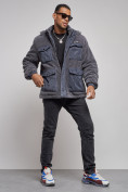 Купить Плюшевая куртка мужская с капюшоном молодежная серого цвета 88636Sr, фото 11