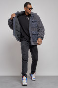 Купить Плюшевая куртка мужская с капюшоном молодежная серого цвета 88636Sr, фото 12