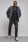 Купить Плюшевая куртка мужская с капюшоном молодежная серого цвета 88636Sr, фото 13