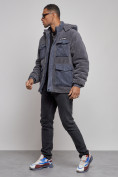 Купить Плюшевая куртка мужская с капюшоном молодежная серого цвета 88636Sr, фото 2