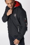 Купить Куртка мужская на резинке с капюшоном черного цвета 88652Ch, фото 9