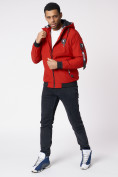 Купить Куртка мужская на резинке с капюшоном красного цвета 88652Kr, фото 4