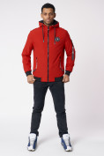 Купить Куртка мужская на резинке с капюшоном красного цвета 88652Kr