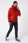 Купить Куртка мужская на резинке с капюшоном красного цвета 88652Kr, фото 3