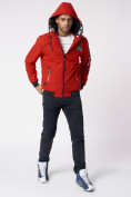 Купить Куртка мужская на резинке с капюшоном красного цвета 88652Kr, фото 5