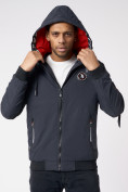 Купить Куртка мужская на резинке с капюшоном темно-серого цвета 88652TC, фото 2