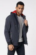 Купить Куртка мужская на резинке с капюшоном темно-серого цвета 88652TC, фото 7