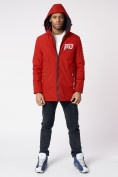 Купить Куртка мужская удлиненная с капюшоном красного цвета 88661Kr, фото 2
