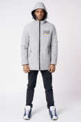 Купить Куртка мужская удлиненная с капюшоном светло-серого цвета 88661SS, фото 3