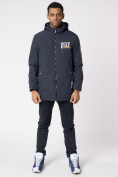 Купить Куртка мужская удлиненная с капюшоном темно-серого цвета 88661TC, фото 4