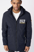 Купить Куртка мужская удлиненная с капюшоном темно-синего цвета 88661TS, фото 7