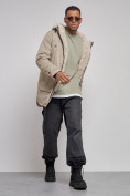 Купить Парка мужская зимняя удлиненная с мехом бежевого цвета 88752B, фото 13