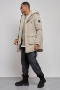 Купить Парка мужская зимняя удлиненная с мехом бежевого цвета 88752B, фото 2
