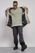 Купить Парка мужская зимняя удлиненная с мехом бежевого цвета 88766B, фото 12