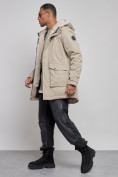 Купить Парка мужская зимняя удлиненная с мехом бежевого цвета 88766B, фото 2