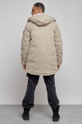 Купить Парка мужская зимняя удлиненная с мехом бежевого цвета 88766B, фото 4