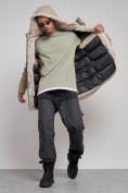 Купить Парка мужская зимняя удлиненная с мехом бежевого цвета 88783B, фото 15