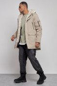 Купить Парка мужская зимняя удлиненная с мехом бежевого цвета 88783B, фото 6
