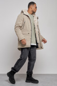 Купить Парка мужская зимняя удлиненная с мехом бежевого цвета 88783B, фото 7