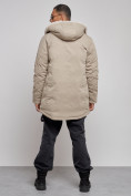 Купить Парка мужская зимняя удлиненная с мехом бежевого цвета 88783B, фото 8