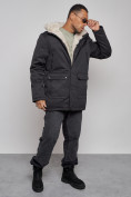 Купить Парка мужская зимняя удлиненная с мехом черного цвета 88783Ch, фото 3