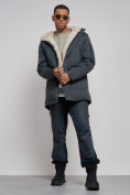 Купить Парка мужская зимняя удлиненная с мехом темно-серого цвета 88783TC, фото 13