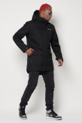 Купить Парка спортивная зимняя мужская с капюшоном   черного цвета 88811Ch, фото 3