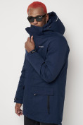 Купить Парка спортивная зимняя мужская с капюшоном   темно-синего цвета 88811TS, фото 15