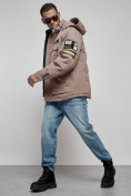 Купить Куртка мужская зимняя с капюшоном молодежная коричневого цвета 88905K, фото 10