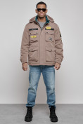 Купить Куртка мужская зимняя с капюшоном молодежная коричневого цвета 88905K, фото 12