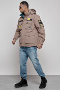 Купить Куртка мужская зимняя с капюшоном молодежная коричневого цвета 88905K, фото 13