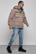 Купить Куртка мужская зимняя с капюшоном молодежная коричневого цвета 88905K, фото 14