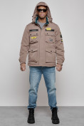Купить Куртка мужская зимняя с капюшоном молодежная коричневого цвета 88905K, фото 15