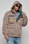 Купить Куртка мужская зимняя с капюшоном молодежная коричневого цвета 88905K, фото 18