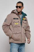 Купить Куртка мужская зимняя с капюшоном молодежная коричневого цвета 88905K, фото 2