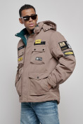 Купить Куртка мужская зимняя с капюшоном молодежная коричневого цвета 88905K, фото 3