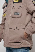 Купить Куртка мужская зимняя с капюшоном молодежная коричневого цвета 88905K, фото 4