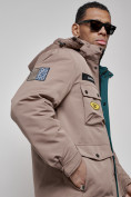Купить Куртка мужская зимняя с капюшоном молодежная коричневого цвета 88905K, фото 5