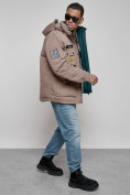 Купить Куртка мужская зимняя с капюшоном молодежная коричневого цвета 88905K, фото 9