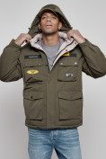 Купить Куртка мужская зимняя с капюшоном молодежная цвета хаки 88905Kh, фото 10
