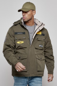 Купить Куртка мужская зимняя с капюшоном молодежная цвета хаки 88905Kh, фото 11