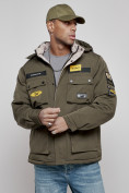 Купить Куртка мужская зимняя с капюшоном молодежная цвета хаки 88905Kh, фото 12