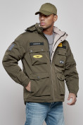 Купить Куртка мужская зимняя с капюшоном молодежная цвета хаки 88905Kh, фото 13