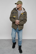 Купить Куртка мужская зимняя с капюшоном молодежная цвета хаки 88905Kh, фото 15