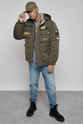 Купить Куртка мужская зимняя с капюшоном молодежная цвета хаки 88905Kh, фото 16